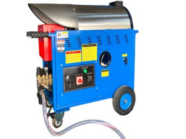 High pressure hot water jet cleaning machine in industrial factory