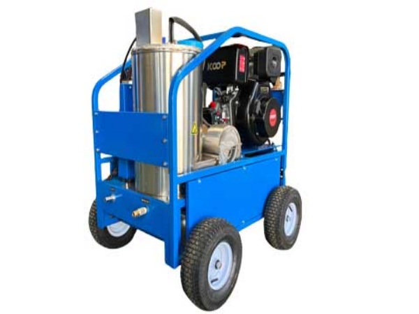 Industrial hot steam high pressure washer with boiler and wheels
